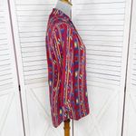 Amanda Uprichard Aztec Native Print Silk Tunic Blouse Red Small Photo 2