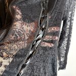 Tripp NYC Vtg  black lacy corset style zip up top Photo 3