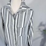 STARK X Double Layer Lightweight Gauze Cotton Button Up Striped Shirt Sz M💛 Gray Size M Photo 1