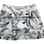 Athleta  Print Laser Running Tennis Sporty Women's White Floral Midi Skirt Skort Photo 0