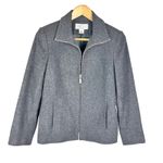 Petite Sophisticate  Gray Wool Cashmere Nylon Blend Zip Front Jacket Size 6 Photo 0
