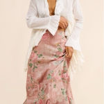 Free People  XL Ethereal Dainty Cottage Bordeaux Floral Ruffle Maxi Skirt Photo 0