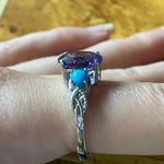 Moroccan Amethyst Sleeping Beauty Turquoise Sterling Silver Ring Size 9 Purple Photo 2