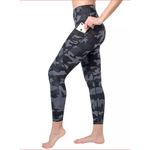 Yogalicious Yogalicous Camo Black Gray Pockets 7/8 Length High Rise Leggings Size Medium Photo 3