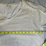 Lucky Brand V-neck sheer crocheted linen champagne golden sparkle lace weave long sleeve Photo 7