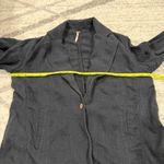 Free People  Black Textured Linen Jacket Photo 8