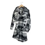 BLANK NYC Flannel Jacket Size Small Gray Tie Front Black Buttoned Long Sleeve Photo 6