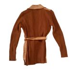 Vintage 70s Cowhide Leather and Acrylic Cardigan Tan Photo 5
