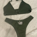 Olive Green Textured Bikini Set small like new Photo 0