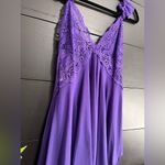 SHIRLEY OF HOLLYWOOD Vintage Silky Sheer Lace Mini Slip Dress Lingerie Sz L EUC Purple Size L Photo 1