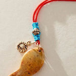 Free People NWT Red Cord Adjustable Necklace with Fish Pendant Photo 0