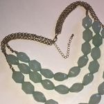 Elegant Gold Tone Mint Green Beaded Boho Chunky Statement Necklace Photo 3
