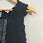 POL  Black Boho Lace Trim Sleeveless Tunic Top Large Flowy Gauze Pintuck Pleated Photo 4