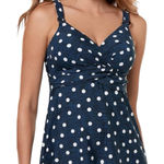MiracleSuit Tankini Top Underwire 40D Blue White Polka Dot Equinox Plunge Swim Photo 0