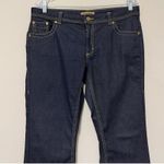 H&M Roberto Cavalli Dark Wash Bootcut Jeans Low Rise Gold Stitching Size 14 Photo 2