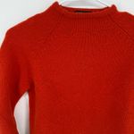Ann Taylor  Lambswool Sweater Red/Orange Floral Mock Neck Knit Top Women M Cozy Photo 3