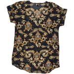 J.Crew Sheer Short Sleeve V-Neck Tie Front Accent Blouse Black & Patterned XS Photo 1