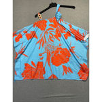 SheIn Women Tops XL Blue Orange Floral Photo 1