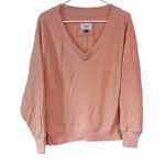 American Eagle AE  AE Big Hug V-Neck Waffle Sweater/Sweatshirt Pink Oversized XS Photo 7