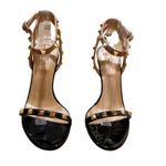 Valentino Garavani Rockstud Black Patent Leather Strappy Sandals Size 37 Photo 1