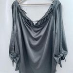 Belle & Sky Top Womens 2X Gray Off The Shoulder Blouse Silkie Romantic Feminine Photo 0