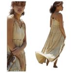 Anthropologie Charlie Holiday Senorita Maxi Dress Sz 8 Tan Boho Tiered Sundress Photo 1