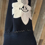 Victoria Beckham for Target Navy Blue Sweater with White Floral Appliqué Size XS Photo 3