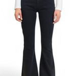 Indigo Rising Black Flare‎ Jeans Size 25 Frayed Hem Stretch High Rise Boho Retro Photo 0