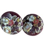 Vintage ceramic Red Cream Floral art deco Earrings Photo 5