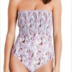 Tanya Taylor NWT Kendra Smocked One-Piece Lined Adjustable Straps 3X Purple Photo 0