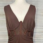 SheIn  Mesh Bodycon Dress Sleeveless with Underwire & Ruched Bottom Brown-1XL Photo 1