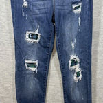 Judy Blue  Womens Distressed Skinny Fit Jeans Size‎ 9/29 Patched Blue Green Plaid Photo 0