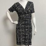 Ann Taylor Faux Wrap Dress Sz 2 Black White Rayon Spandex Casual Adult Career Photo 0