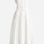 J.Crew  Drop Waist Midi Dress Cotton Poplin White A Line Minimalist Small NWT Photo 3