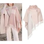 SOIA & KYO • Yadira Woven Scarfigan wrap shawl poncho scarf pink beige fringed Photo 3