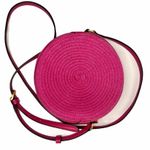 Banana Republic Round Pink Straw Crossbody Bag Photo 0