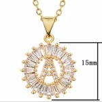 Gold Initial Crystal Sparkly Pendant Necklace A Photo 1