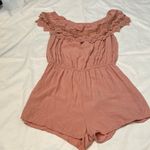 5 Ambiance Lace Ruffle Cottagecore Pink Cold Shoulder Romper Size M Size M Photo 0