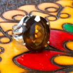 Sterling Silver Vintage Smokey Quartz Oval Faceted Cocktail Ring Size 6 Photo 1