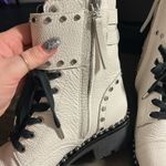 Sam Edelman Womens Jennifer Combat Boots Size 7.5 White Leather Textured Zip Up Photo 5