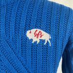 Royal Blue Ribbed Mock Neck Cropped Sweater Bell Sleeve Buffalo Bills WomenSmall Photo 5