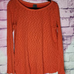 Urban Outfitters  LEFT OF CENTER ORANGE MIXED MEDIA LS ASYMMETRICAL SHIRT S Photo 0
