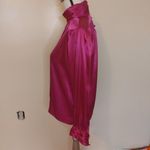 American Vintage Petite Sophisticate Size 4 Vintage 80s Retro Bright Fuschia Magenta Shiny Blouse Photo 11
