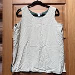 Vintage Womens Size Large Sage Green/Cream 100% Silk Reversible Tank Career Work Green Photo 2