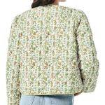 Yousify Womens Cropped Puffer Jackets Floral Print Tie Open Front Lightweight Quilted Jacket Yellow Size M Photo 5