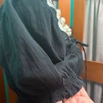 Aerie  Black Puff Sleeve Mini Dress Photo 6