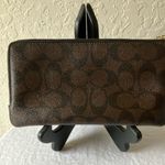 Coach :Dark Brown (C5576) Coated Canvas Signature Double Zip Wristlet-Gold tone Photo 8