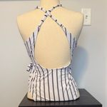 Striped Black & White Wrap One Piece Bathing Suit Size L Photo 1