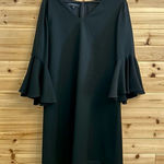 Lafayette 148 Size Medium V Neck Elbow Length Ruffle Sleeve Dress LBD Black Photo 0