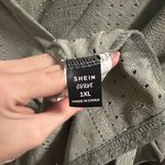 SheIn Curve Women’s Sage Green Eyelet Pattern Longsleeve V Neck Blouse Size 1XL Photo 4